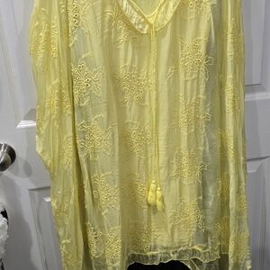 Yellow Embroidered Women's Top